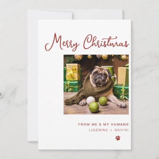 かわいい犬の写真メリーパーソナライズされたクリスマスカスタム シーズンカード (正面)