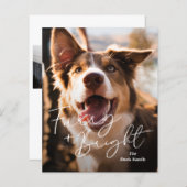 かわいい犬の写真モダンクリスマスカード (正面/裏面)