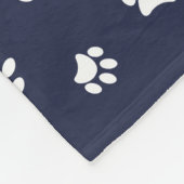 かわいい犬の写真名白い手プリントNavy Blue フリースブランケット (角)