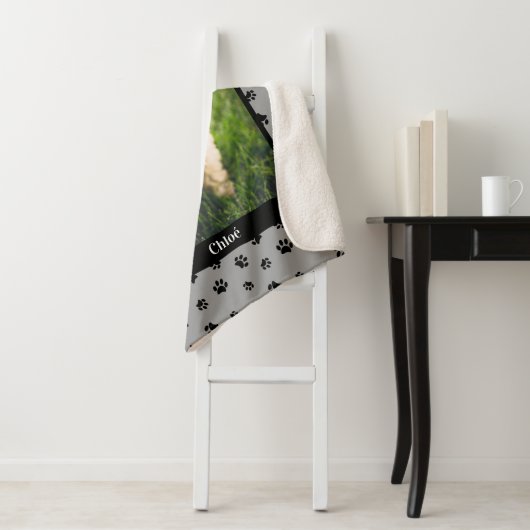 かわいい犬の写真名黒い手プリントシルバーグレー シェルパブランケット (インサイチュ)