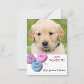 かわいい犬の写真教室バレンタインキャンディハート ノートカード (正面)
