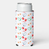 かわいい犬の前足のプリントと愛のハート スリム缶クーラー (Seltzer正面)