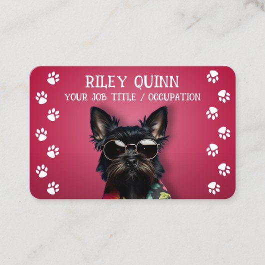 かわいい犬の前足の印縁ど刷 名刺 (正面)