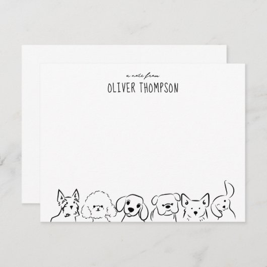 かわいい犬の動物のスケッチのノートカードからのノート ノートカード (正面/裏面)