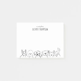 かわいい犬の動物のスケッチ後のノート ポストイット