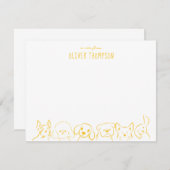 かわいい犬の動物スケッチからの黄色いメモカード ノートカード (正面/裏面)