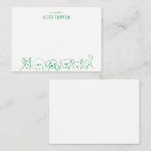 かわいい犬の動物スケッチからメモカード 緑のメモ ノートカード (正面/裏面)