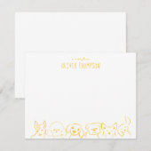 かわいい犬の動物スケッチから黄色のメモカード ノートカード (正面/裏面)