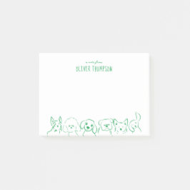 かわいい犬の動物スケッチノート 緑のA ポストイット