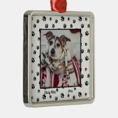 かわいい犬の名前と年と写真付き黒前版画 メタルオーナメント (右)