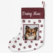 かわいい犬の名前フォトバラ金ゴールドグリッターポープリント スモールクリスマスストッキング (裏面)