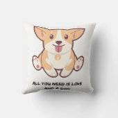 かわいい犬の名言 ホワイトスロー枕 16×16 クッション (裏面)