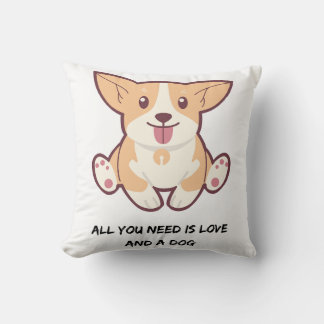 かわいい犬の名言 ホワイトスロー枕 16×16 クッション