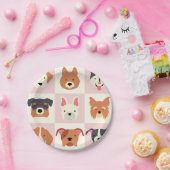 かわいい犬の品種ピンクパターン ペーパープレート (パーティー)