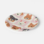 かわいい犬の品種ピンクパターン ペーパープレート (アングル)