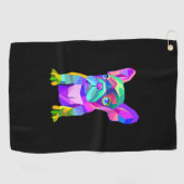 かわいい犬の品種、色付きのブルドッグのギフトフランスのプレゼント ゴルフタオル (横)