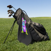 かわいい犬の品種、色付きのブルドッグのギフトフランスのプレゼント ゴルフタオル (グリーン)