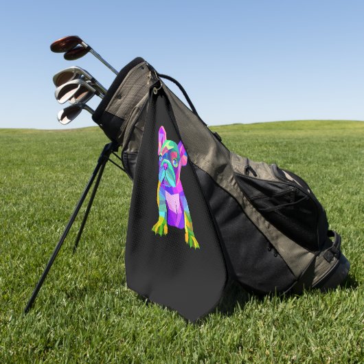 かわいい犬の品種、色付きのブルドッグのギフトフランスのプレゼント ゴルフタオル (グリーン)