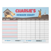 かわいい犬の報酬チャートのパーソナライズされたタスク ノートパッド (正面)