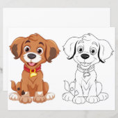 かわいい犬の塗り絵ページ (正面/裏面)