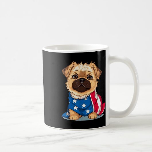 かわいい犬の夏の旗Usメモリアルデー コーヒーマグカップ (右)