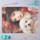 かわいい犬の女の子ティッシュペーパー 薄葉紙 (クラフト)