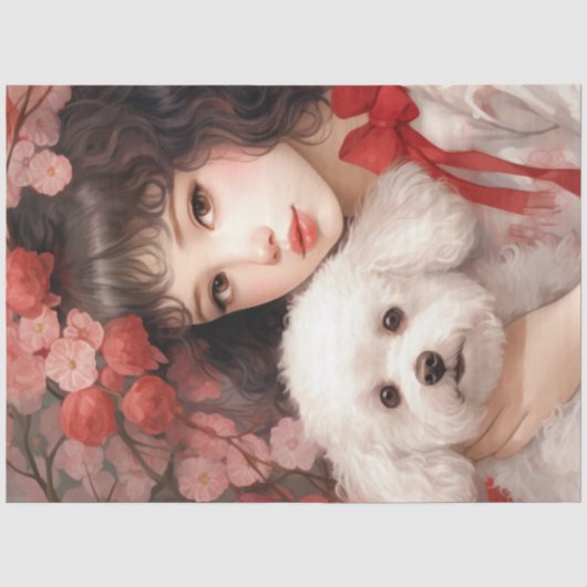 かわいい犬の女の子ティッシュペーパー 薄葉紙 (正面)