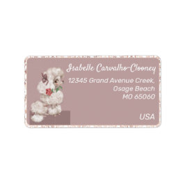 かわいい犬の女の子ハートとバラロマンチックカスタムなラベル ラベル