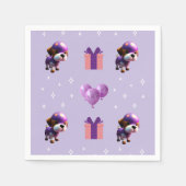 かわいい犬の子どもの誕生日パーティーおむつ スタンダードカクテルナプキン (正面)