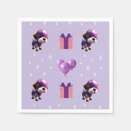かわいい犬の子どもの誕生日パーティーおむつ スタンダードカクテルナプキン
