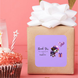 かわいい犬の子どもの誕生日パーティー|過去記事 スクエアシール