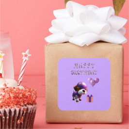 かわいい犬の子どもの誕生日パーティー|過去記事 スクエアシール