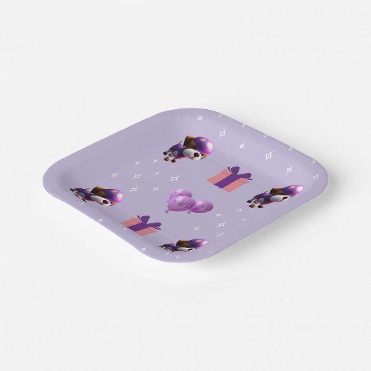 かわいい犬の子どもの誕生日パーティー|過去記事 ペーパープレート (傾斜あり)