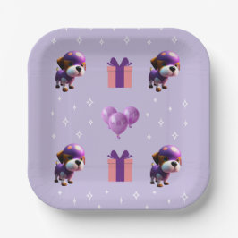 かわいい犬の子どもの誕生日パーティー|過去記事 ペーパープレート