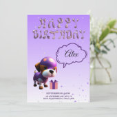 かわいい犬の子どもの誕生日パーティー|過去記事 招待状 (スタンド正面)