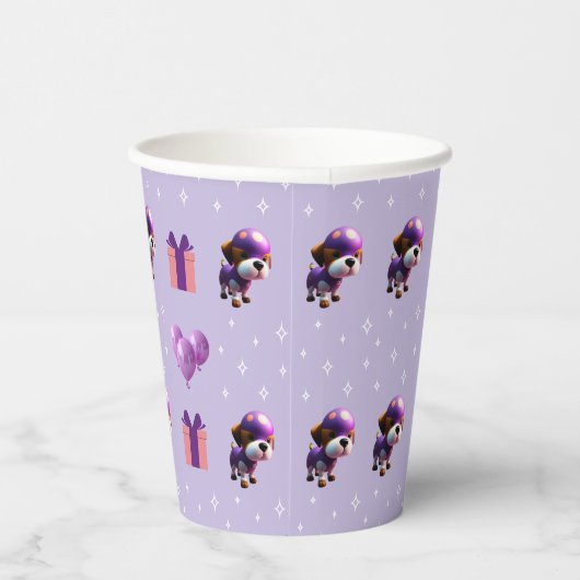 かわいい犬の子どもの誕生日パーティー|過去記事 紙コップ (右)