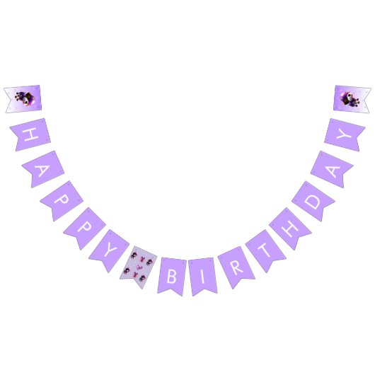 かわいい犬の子ども達の愛らしいハッピーバースデーパーティー バンティングフラッグ (全)