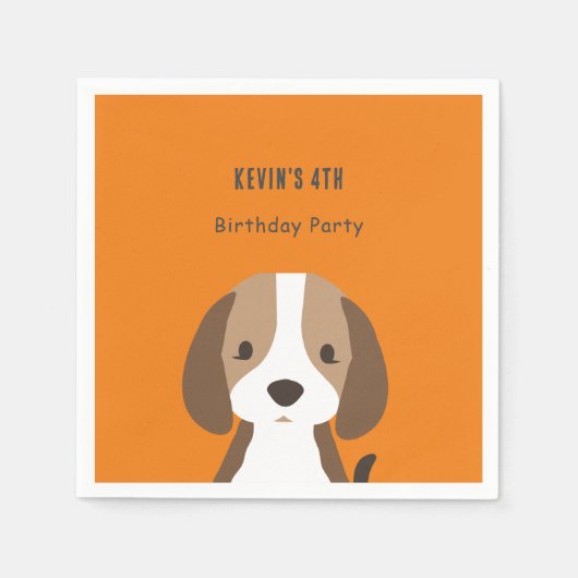 かわいい犬の子供たちモダン名前をカスタムする スタンダードカクテルナプキン (正面)