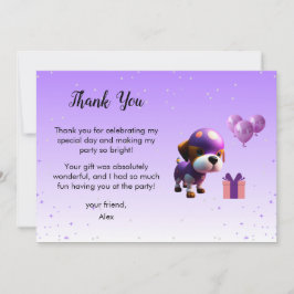 かわいい犬の子供の誕生日パーティー サンキューカード