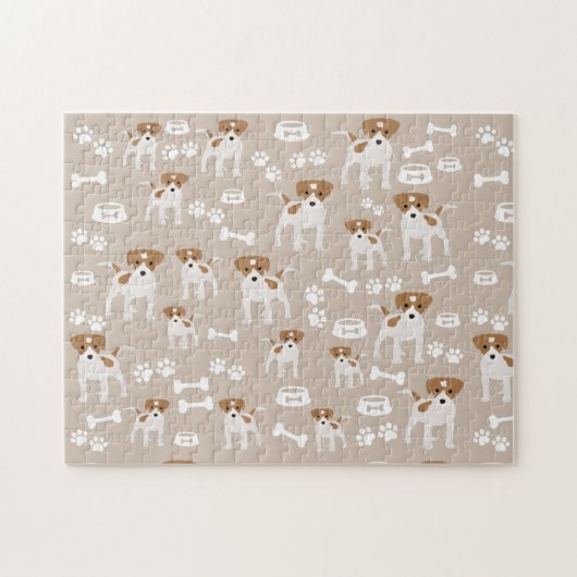 かわいい犬の子犬の前足プリントパターン ジグソーパズル (横)