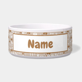 かわいい犬の子犬の前足プリントパターン ボウル