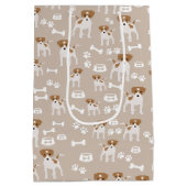 かわいい犬の子犬の前足プリントパターン ミディアムペーパーバッグ (裏面)