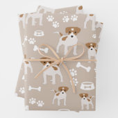 かわいい犬の子犬の前足プリントパターン ラッピングペーパーシート (インサイチュ)