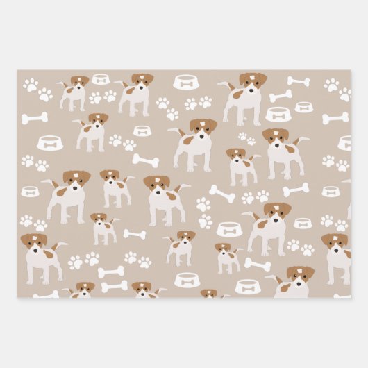 かわいい犬の子犬の前足プリントパターン ラッピングペーパーシート (正面)