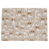 かわいい犬の子犬の前足プリントパターン ラージペーパーバッグ (正面)