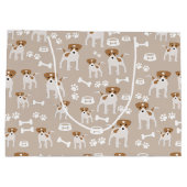 かわいい犬の子犬の前足プリントパターン ラージペーパーバッグ (裏面)