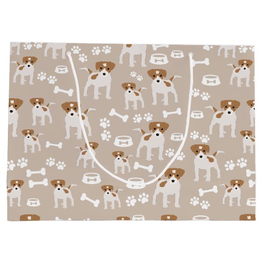 かわいい犬の子犬の前足プリントパターン ラージペーパーバッグ (裏面)