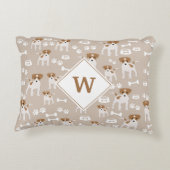 かわいい犬の子犬の足プリントパターンモノグラム アクセントクッション (裏面)