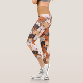 かわいい犬の子犬の足ペットのシームレスなパターン カプリレギンス