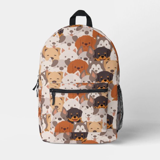 かわいい犬の子犬の足ペットのシームレスなパターン プリントバックパック (正面)